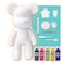DIY CREATE YOUR OWN UNIQUE ACRYLIC FLUID POURING PAINT MONEY SAVING BEAR (13 inch - 33 cm) COMPLETE SET, Colors: Blue-Green, Fluorescent-Pink, Mint-Green, Lemon-Yellow, Dark-Blue, Fun Creative Gift
