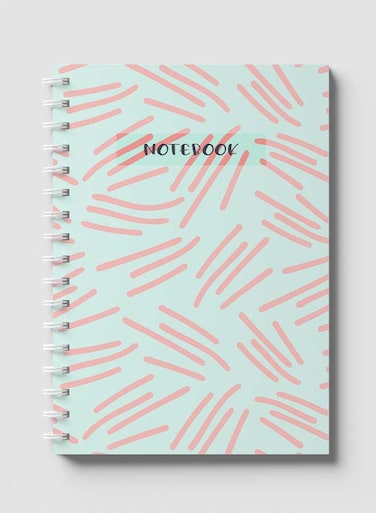 Lowha Spiral Notebook With 60 Sheets And Hard Paper Covers With Abstract &amp; Doodle Design, For Jotting Notes And Reminders, For Work, University, School
