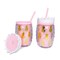 2-Piece Pineapple-Shaped Drinkware Tumbler for Cold Beverages with Reusable Straw Light Pink 450ml each