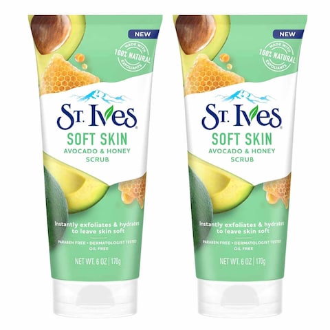 ST. Ives Soft Skin Avocado And Honey Face Scrub 170g x Pack of 2