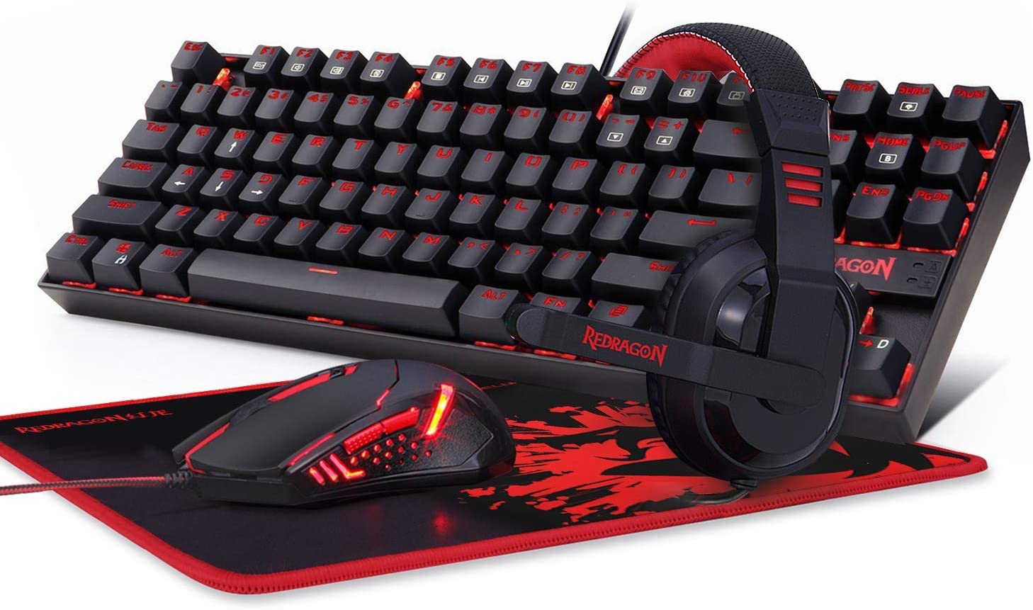 ريد راجون Redragon k552-bb Gaming Keyboard And Mouse Large Mouse Pad Pc Gaming Headset With Microph