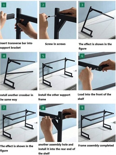 Stainless Steel Over The Sink Dish Drying Rack, Cutlery Holders Drainer Shelf for Kitchen Supplies Storage Counter Organizer Space Saving Rack 86cm Length (Black)
