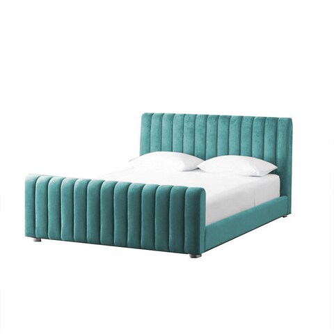 إن هاوس مارتوس هيكل سرير منجد بالمخمل - نفر ونص - 200×140 سم - تركواز