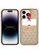 ONEGIF Design iPhone 14 Pro Case Premium Leather Case Cover with Card Slot Holder Gold