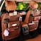 Generic 2 Piece Rexin Car Seat Back Multi-Pocket Hanging Storage Bag Organizer Holder Brown