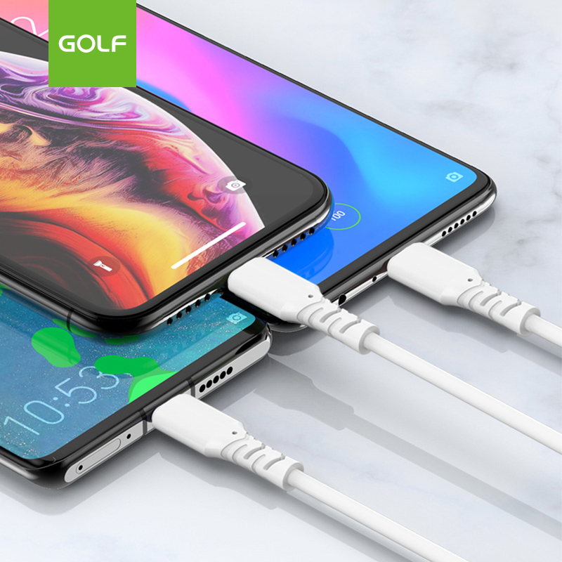 Golf Space 1-Meter Multiple Type Cable, USB Type A Male to Micro-B USB/Lightning/USB Type-C for Mobile Phones, White