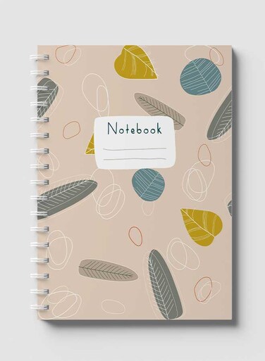 Lowha Spiral Notebook With 60 Sheets And Hard Paper Covers With Leaves Doodle Design, For Jotting Notes And Reminders, For Work, University, School