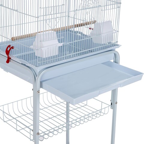 Egardenkart® Roof Top Large Bird cage with Rolling Stand for Cockatiel Sun Conure Parakeet (White)