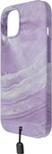 BodyGuardz Carve Marble designed for iPhone 15 compatible with MagSafe case cover with Lanyard - Purple/White