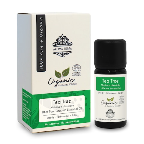 Aroma Tierra - Organic Tea Tree Essential Oil (Australia) - Aroma Tierra - 100% Pure, Natural, Certified Organic By Ecocert - 10Ml