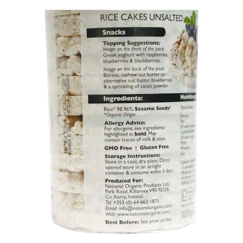 Bunalun Organic Rice Cakes Unsalted 100g