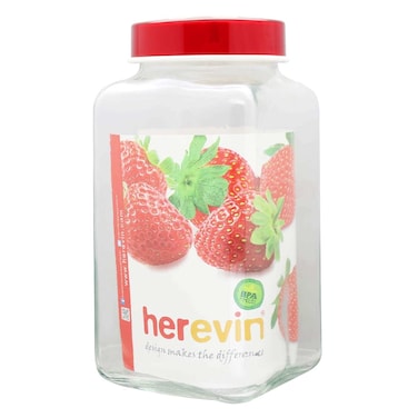 HEREVIN JAR SQUARE 1.5L PLASTIC LID