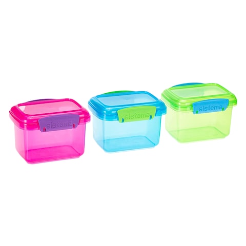 Sistema Rectangular Plastic Lunch Box Set Multicolor 400ml x 3 Pieces