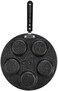 GulfDealz Kitchen Woks and Stir Nonstick Frying Pan with Flat Base Breakfast Pan Egg Dumpling Pan Shape Cast Iron Five-Holes Egg Fry Pan, Aluminum Material - Black
