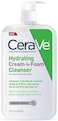 Cerave Hydrating Cream-To-Foam Cleanser Makeup Remover And Face Wash With Hyaluronic Acid, Unscented, 19 Fl Oz