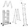 Egardenkart Multi-Purpose Foldable Ladder - 4x3, 12 Steps   Aluminum Folding Ladder for Home, Work, and Outdoor Use   Portable and Adjustable Ladder Foldable with Grip (4x3-3.6mtrs, Silver)