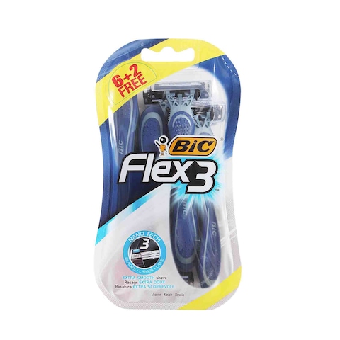 BIC Male Shavers 3 Flex 6+2 Free