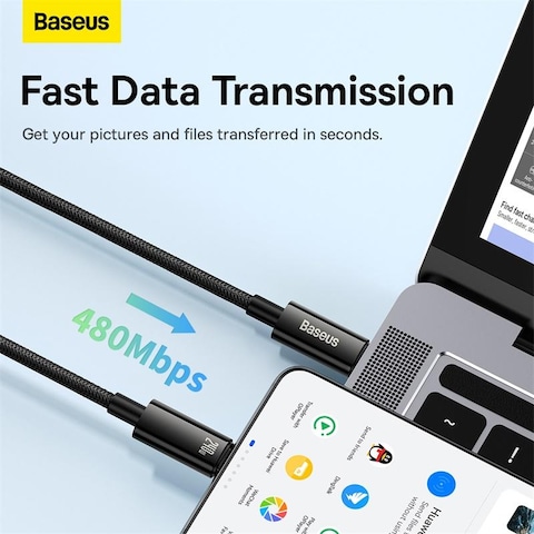 Baseus 240W PD 3.1 5A QC 4.0 Fast Charging USB C to USB C Cable, Zinc Alloy Nylon Braided Type C to Type C Data Cable for iPhone 15 Series, Samsung S24/S23 Note 10 iPad Pro MacBook Pro Pixel 3M-Black