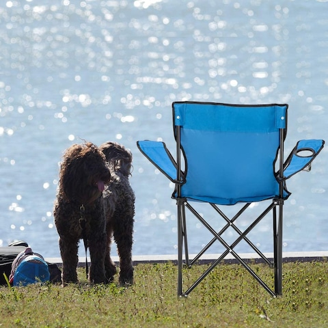 Rubik Folding Beach Chair Foldable Camping Chair with Carry Bag for Adult, Lightweight Folding High Back Camping Chair for Outdoor Camp Beach (Royal Blue)