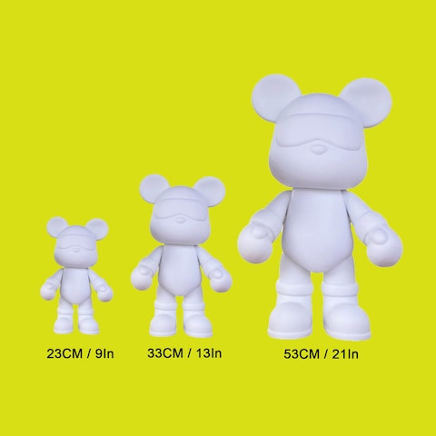 COOL BEAR COIN PIGGY BANK FIGURE (9 inch - 23 cm) ACRYLIC DRIP POUR PAINT COMPLETE KIT, Colors: Light-Blue, Gold, Dark-Blue. Acrylic Rich Pigments Fluid Flow Paint, Arts and Crafts.