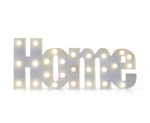 HOME Sign Metal LED Light White 59x23cm