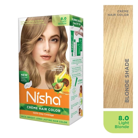NISHA HAIR COLOR L.BLONDE8.0 138ML