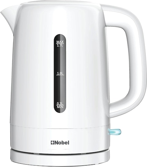 Nobel Kettles 1.7 Litre, Single Sided Water Window With 360 Degree Strix Control, Boiling Dry Protection Auto Shutoff NK17PW White With 1 Year Warranty