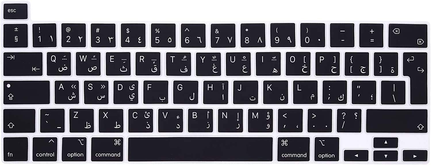 Ntech Arabic English Keyboard Cover For Macbook Pro 16&quot; Inch (Model: A2141) 2019 And Macbook Pro 13 Inch 2020 (Model: A2289/A2251) Uk Layout Protector (Black)