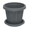 Cosmoplast Cedargrain Flower Pot With Tray Dark Grey 12inch