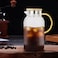 1Chase Heat Resistant Borosilicate Glass Water Pitcher With Bamboo Lid And Stainless Steel Strainer For Tea, Coffee, Juice And For Daily Use,1800 ml (Only Pitcher).