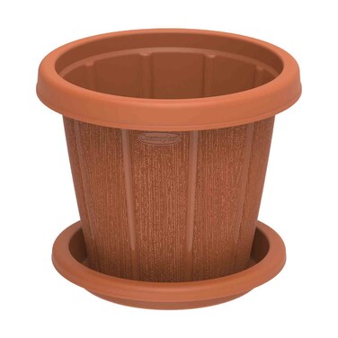 Cosmoplast Round Flower Pot With Tray 14 Inch