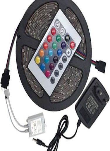 Generic 5M LED Strip Lights 3528 Water Resistant Rgb With Remote Control And Power Adapter 5meter