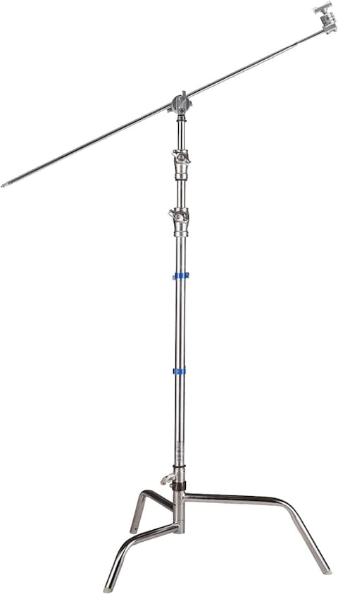 COOPIC King Series 100% Stainless Steel Heavy Duty C Stand with Boom Arm, Max 157cm Photography Light Stand with 56cm Holding Arm, 2 Grip Head for Studio Mono light, Soft box, Reflector(K20)