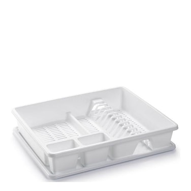 Plastic Forte Dish Drying Rack With Tray, White