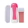 Depilatory Wax Heater Roll on With 1 strawberry Wax Cartridge 100 Non-Woven Wax Strips Pink Wax Heater Machine for Women &amp; Men, Waxing Roller Kit Depilatory Wax for Sensitive Skin Hair Removal