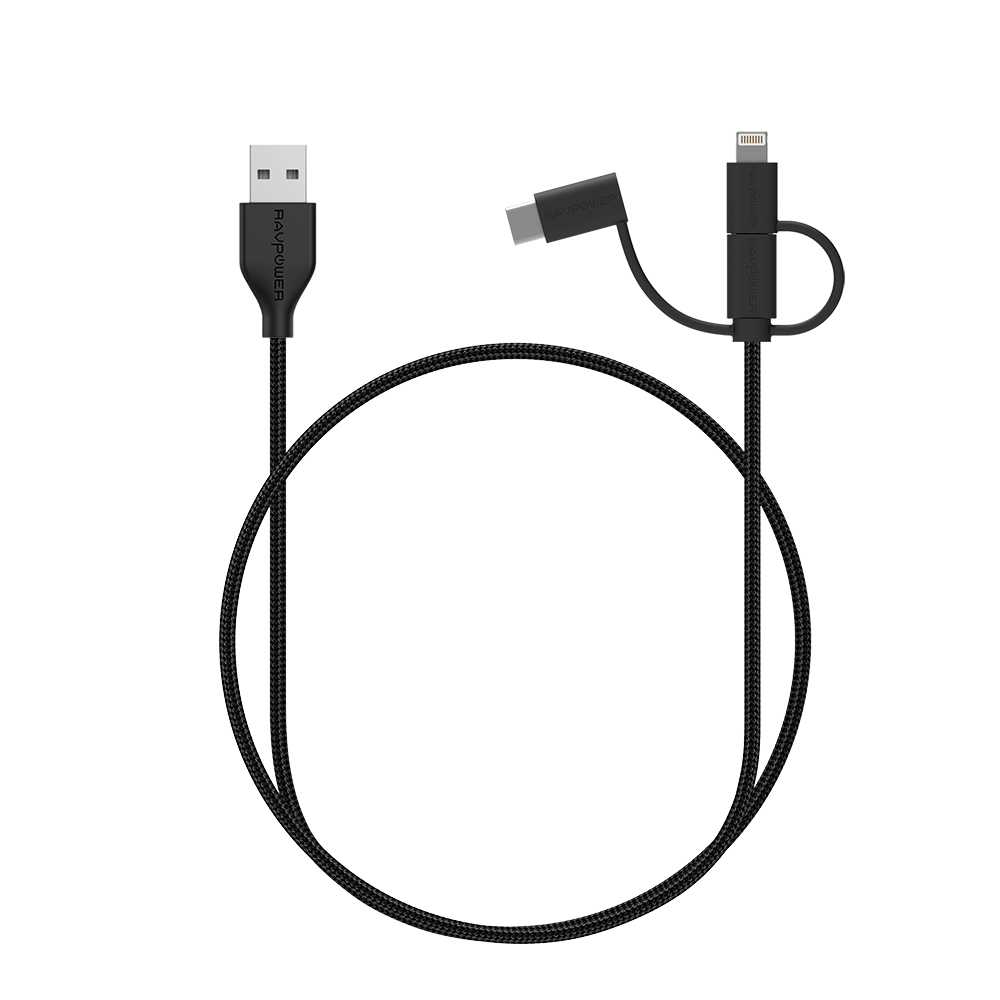 Buy Ravpower 3 In 1 Data Cable 3Ft/0.9M - Black Online | Carrefour UAE