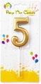 Party Time Gold Number 5 Birthday Candle Kids Adult Birthday Cake Decoration - Number Candle For Anniversary, Valentines Birthday Candle Cake Topper