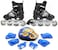 EASY FUTURE Inline Skates Adjustable Size Roller Skates with Flashing Wheels for Outdoor Indoor Children Skate Shoes Including Full Protective Gear Set Black Large (39-42)