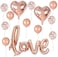 Party Time 5pcs Rose Gold Love Foil, Latex &amp; Confetti Balloons Set, Valentines Day Balloons for Valentines Day Decorations Love Balloon for Proposal, Wedding and Anniversary Decorations