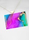 Lowha Decorative Acrylic Serving Tray With Gold Metal Handles And Watercolor Art Design 20x30 cm