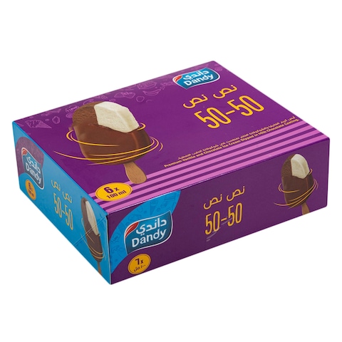 Dandy 50-50 Vanilla Chocolate Ice Cream 100ml x Pack of 6