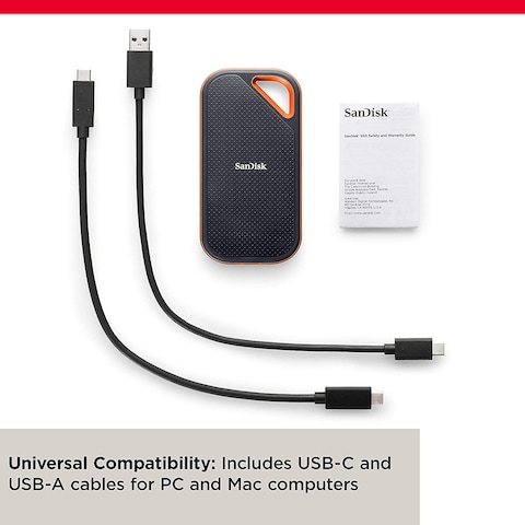 Sandisk 1TB Extreme PRO Portable SSD - Up to 2000MB/s - USB-C, USB 3.2 Gen 2x2 - External Solid State Drive - SDSSDE81-1T00-G25