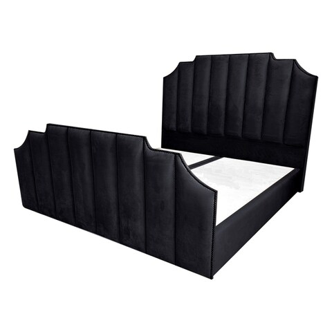 In House Taj Velvet Bed Frame - King - 200x200 cm - Black