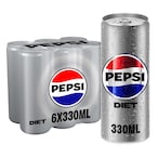 Buy Pepsi Diet Cola Beverage Cans 330ml Pack of 6 in UAE