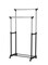 Generic Cloth Rack 2 Pole, Metal Black Double Pole Telescopic Clothes Hanger Black