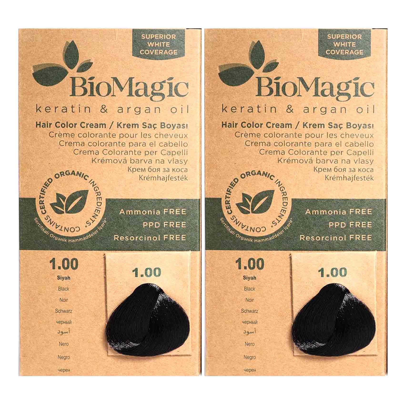 Buy Bio Magic Keratin And Argan Oil Hair Colour Cream 1.00 Black 2 PCS ...