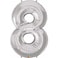 Qualatex Number Eight Foil Balloon- 42-Inch Size- Silver