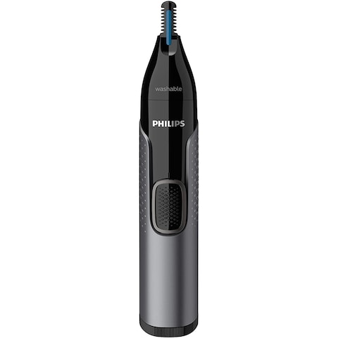 PHILIPS Nose Hair Trimmer Series 3000 Nose, Ear and Eyebrow Trimmer Showerproof with Protective Guard System Battery Operated NT3650/16, Grey