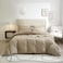 Luna Home Queen Size 6 Pieces Bedding Set, Washable Cotton Dark Beige Color