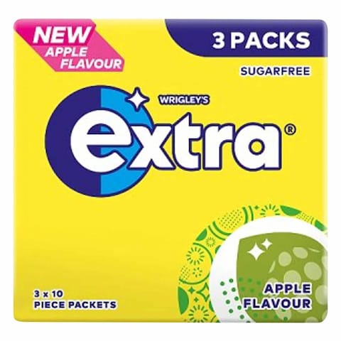 Wrigley&#39;s Extra Apple Sugarfree Chewing Gum 42g x Pack of 3